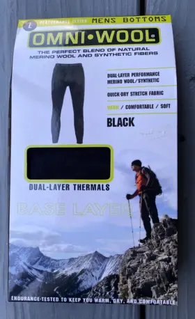 Omni 720074068408 Wool Base Layer Mens Bottoms - Size L New In Box