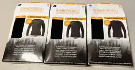 Omni-wool 720074034526 3-pack Onmi-wool Thermal Base Layer Mens Crew Top Large