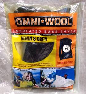 Omni Wool 720074509727 Womens Crew Insulated Base Layer Medium Weight Shirt Black Princess S