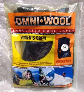 Omni Wool 720074509727 Womens Crew Insulated Base Layer Medium Weight Shirt Black Princess S