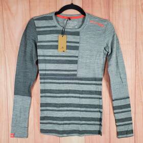 Ortovox 251877728092 185 Rock N Wool Base Layer Top Womens Xs Heather Gray Striped Athletic