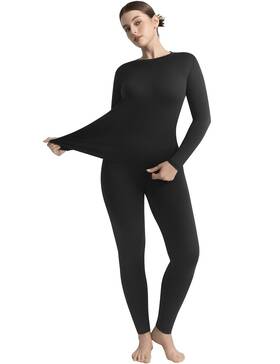 Ousmile Bw01-b-m-cf Thermal Underwear Set For Women Long Johns With Fleece Lined Base Layer Wome