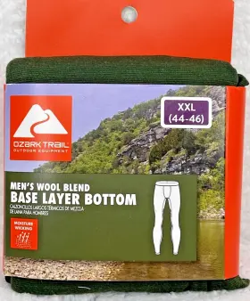 Ozark 058185885011 Trail Men S Merino Wool Blend Base Layer Bottoms Xxl 44-46 Green Holly