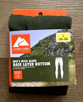 Ozark 058185885042 Trail Men S Wool Blend Base Layer Bottom Green Holly Large 36-38
