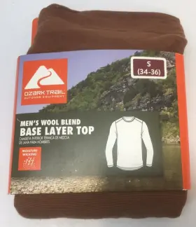 Ozark 058185885264 Trail Mens Wool Blend Base Layer Top Thermal - Small Cognac Brown