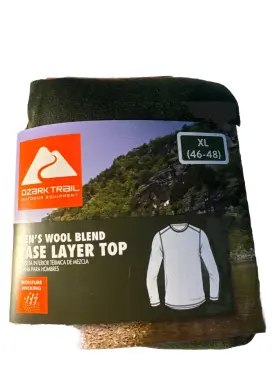 Ozark 058185885288 Nwt Trail Mens Wool Blend Base Layer Thermal Top Green Holly Xl 46-48