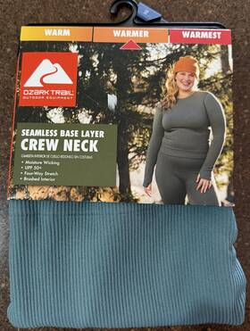 Ozark 629075154342 Trail Women S Warmer Thermal Seamless Crew Neck Heritage Blue Size Xs New