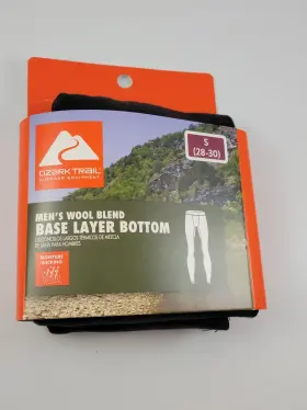 Ozark Trail 037156779128 Men S Wool Blend Base Layer Bottoms Sz Small 28-30 Black Soot