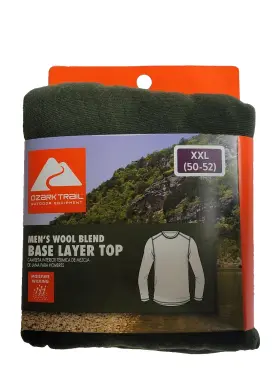 Ozark Trail 058185885165 Nwt Mens Wool Blend Base Layer Top Xxl 50-52 Green Holly 2x