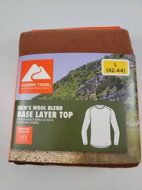 Ozark Trail 058185885202 Men S Wool Blend Base Layer Top Sz Large 42-44 Cognac Brown Shirt