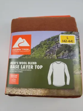 Ozark Trail 058185885202 Men S Wool Blend Base Layer Top Sz Large 42-44 Cognac Brown Shirt