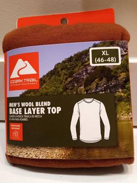 Ozark Trail 058185885295 Trail-men S Wool Blend Base Layer Top Xl Cognac Brown Thermal-bonus Buy