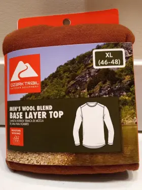 Ozark Trail 058185885295 Trail-men S Wool Blend Base Layer Top Xl Cognac Brown Thermal-bonus Buy