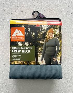 Ozark Trail 629075154304 Womens 2xl Seamless Base Layer Crew Neck Top Thermal Warmer Blue