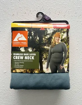 Ozark Trail 629075154304 Womens 2xl Seamless Base Layer Crew Neck Top Thermal Warmer Blue