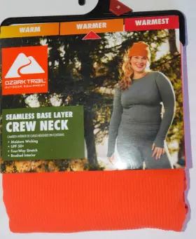 Ozark Trail 629075154366 Medium Womens Orange Base Layer Top Long Sleeve Crew Neck Warmer