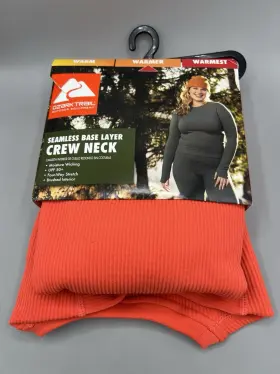 Ozark Trail 629075154403 Womens S Seamless Base Layer Crew Neck Top Thermal Warmer Coral