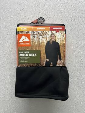 Ozark Trail 629075154755 Womens M Base Layer Mock Neck Top Thermal Fleece Warmest Black