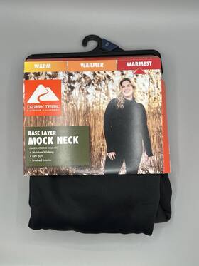 Ozark Trail 629075154878 Womens Xs Base Layer Mock Neck Top Thermal Fleece Warmest Black