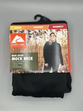 Ozark Trail 629075154878 Womens Xs Base Layer Mock Neck Top Thermal Fleece Warmest Black