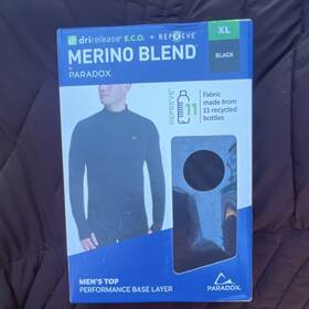 Paradox 1700355 Merino Blend Mens Xl Black Performance Base Layer Top Moisture-wicking