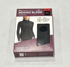 Paradox 671371477281 Womens Merino Blend Performance Base Layer Top Black Size M