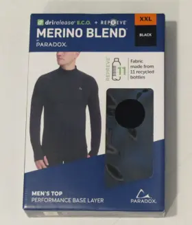 Paradox 671371477458 Nwt Mens Merino Blend Black Base Layer 1/4 Zip Top Jacket Size Xxl