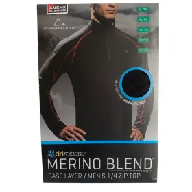 Paradox 882111637876 Mens 1/4 Dri Release Top Marino Blend Base Layer Black Mix