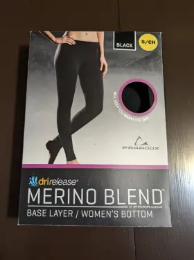 Paradox 882111920954 Womens Drirelease Merino Blend Base Layer Bottom Pants - Black Size S