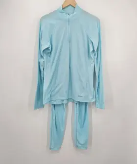 44860 Patagonia 44901 Capilene Womens Base Layer Set Size Xl Blue 1/4 Zip Top