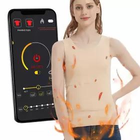 Pbox 767950235684 Women Heated Thermal Underwear Top Electric Vest With App Control
