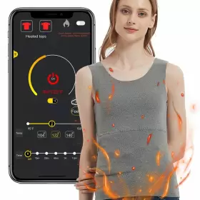 Pbox 767950235721 Women Heated Thermal Underwear Top Electric Vest With App Control