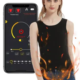 Mc-7203008 Pbox Women Heated Thermal Underwear Top With App Control Shirt Black X-large