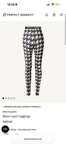 Perfect Moment W3001228 Base Layer Leggings Houndstooth Black White Women S Nwt