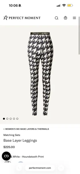 W3001228 Perfect Moment Base Layer Leggings Houndstooth Black White Women S Nwt
