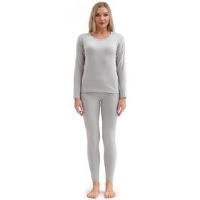Pisiqi 792966158245 Ultra-soft Thermal Underwear Set For Women - Long Johns Size M Grey