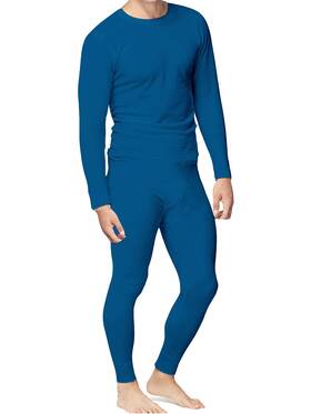 Place And Street 854899007264 Mens Cotton Thermal Underwear Set Long Johns Royal Blue X-large
