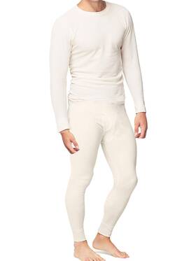Place And Street 855418004887 Mens Cotton Thermal Underwear Set - Long Johns Shirt Pants White