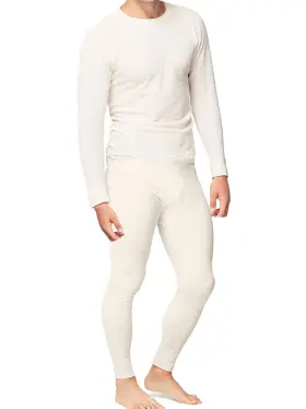 Place And Street 855418004887 Mens Cotton Thermal Underwear Set - Long Johns Shirt Pants White