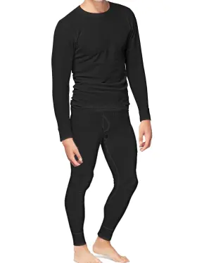 Place And Street 855418004962 Men S Cotton Thermal Underwear Set Shirt Pants Long Johns Black