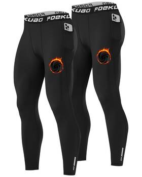 Poekuao Fzms0101366-02 2 Pack Thermal Compression Pants For Men Lightweight Fleece Lined Sports Legg