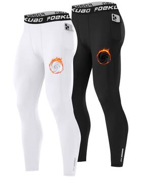 Poekuao Fzms0101366-09 2 Pack Thermal Compression Pants For Men Quick Dry Fleece Lined Sports Legg Inch