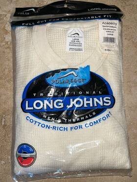 Polar Edge 091641141146 New Long Johns Mens Sleeve Crew Thermals Top Large 42-44