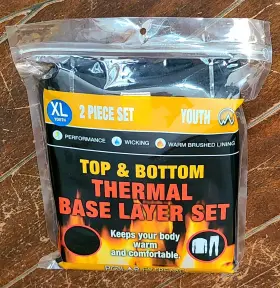 Polar Extreme 181091004181 Youth Thermal Base Layer X-large Black Top/bottom Set #gmb-pdq-yb