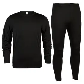 418294 Polar Extreme Heat Mens Brushed Base Layer 2 Pc Set Large- Black