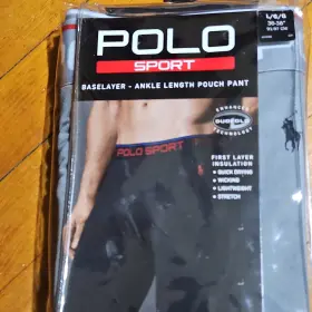 L196es Polo Sport Mens Gray L Thermal Quick Dry Base Layer Bottom Long Johns Logo