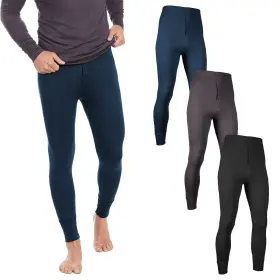 Project Better Place 729487473762 Mens Long Johns Thermal Underwear Fleece Lined Base Layer Bottoms- 3 Pack