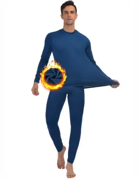 Qualidyne 795853073300 Thermal Underwear For Men Long Johns Fleece Lined Winter Warm Base Layer Set
