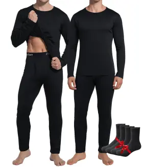 Raxilon 717710191835 2 Pack Thermal Underwear Long Johns For Men Fleece Lined Base Layer Tops And