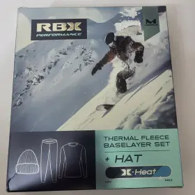 Rbx 196891722159 Black Thermal Fleece Baselayer Set Med Pants Shirt Hat Lightweight New